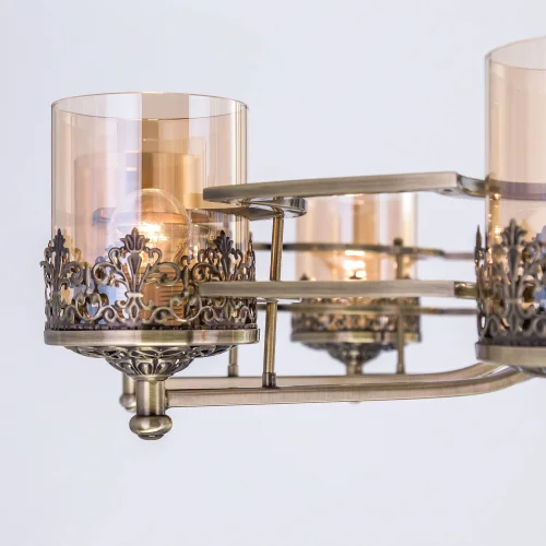 Люстра подвесная Ориент CL464183 Citilux янтарная прозрачная на 8 ламп, основание бронзовое в стиле классический  фото 4
